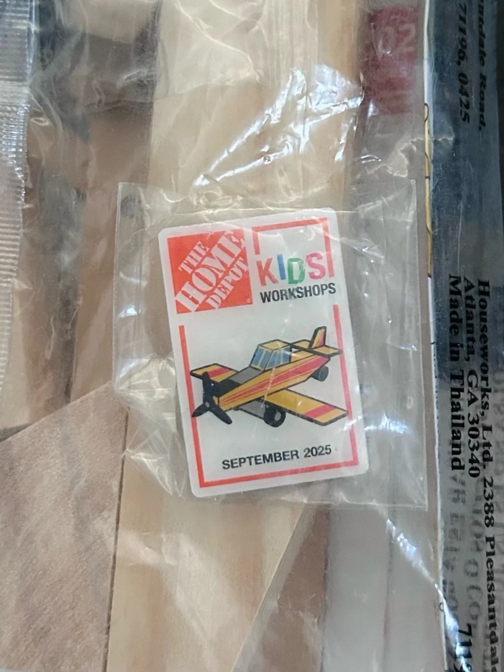 Home Depot Kids Workshop Crop Duster Airplane Kit Complete with Pin